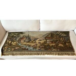 Vintage Euro Wall Art Tapestry Landscape Gobelin Cottage Style Antique Decore